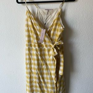 BCBGeneration yellow checkered wrap dress (S)